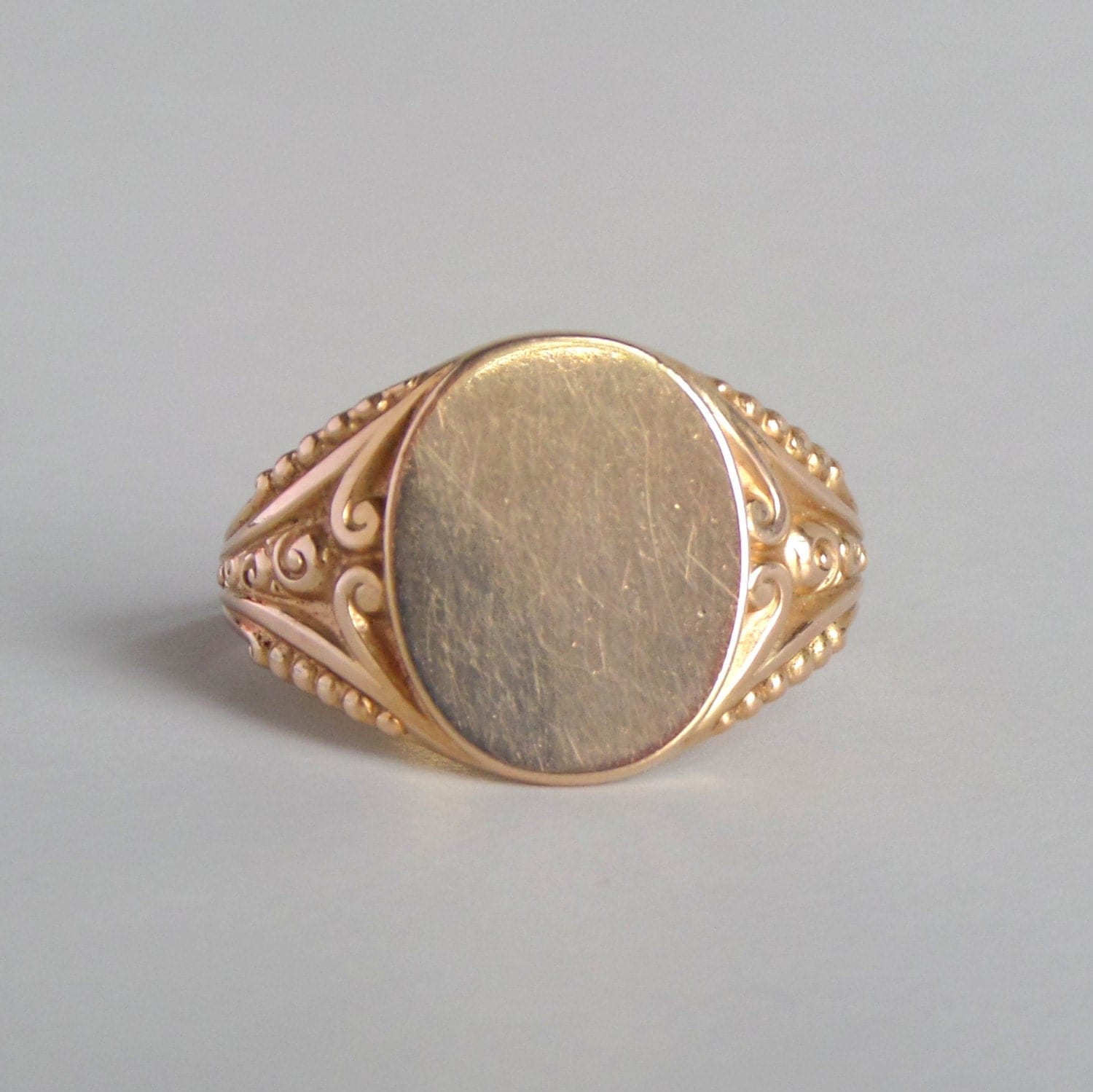 Antique Mens Signet Ring 10k Rose Gold Fancy Oval Large   Il Fullxfull.797010005 Sgcs 