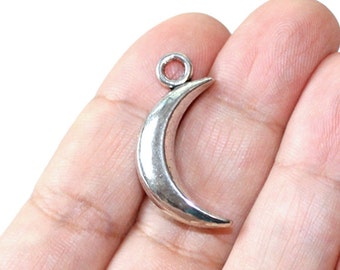 4 Moon Charms Antique Silver Tone 2 sided - CH459