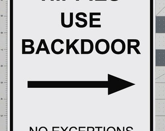 Use back door sign | Etsy