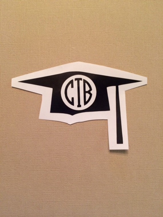 Monogram Graduation Cap Vinyl Decal by HoneybeeGifts on Etsy