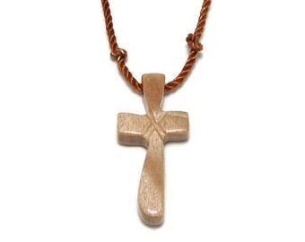 Men's Cross Necklace, Mens Cross Pendant, Cross Necklace, Men's Necklace, Wooden Cross, Curly Maple, Gifts for Him, Boyfriend Gift