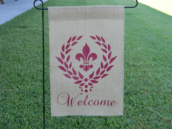 Welcome Burlap Garden Flag