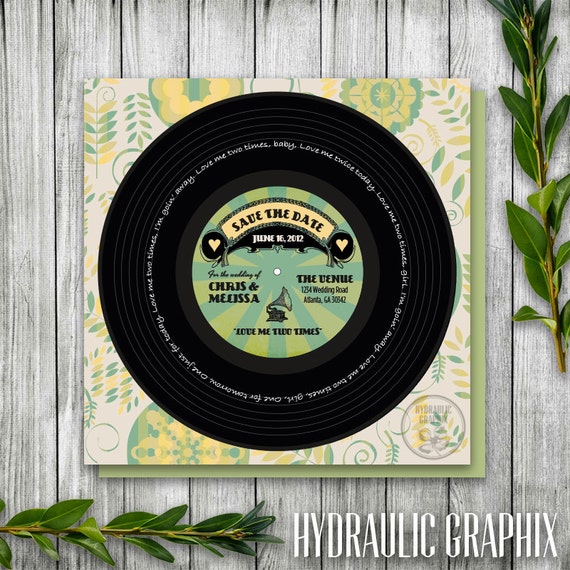 vinyl record printable save the date for by hydraulicgraphix