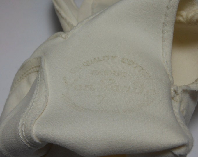 FREE SHIPPING Van Raalte gloves white unusual uncut salesmen samples or straight from factory floor, bow and scalloped edges.