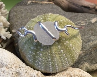 Sea glass jewelry- White Sea glass bracelet