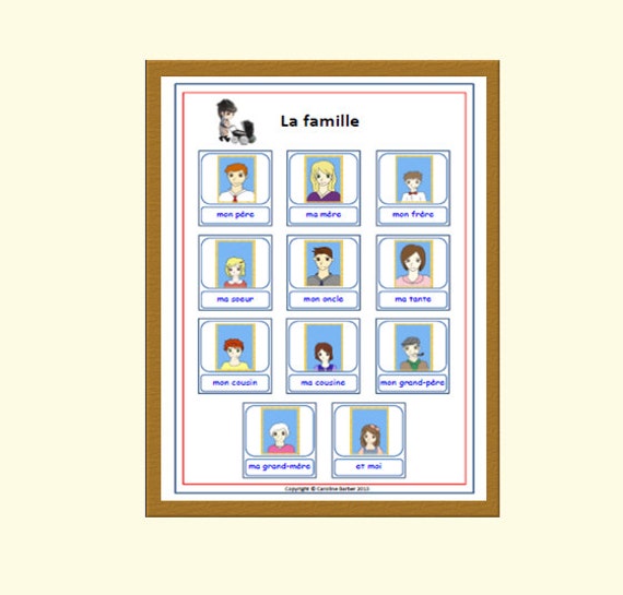 French School Poster-Family Members in by YippeeLearning on Etsy