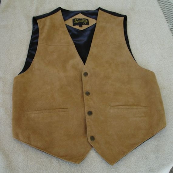 Scully Suede Tan Leather Western Vest Cowboy Vest Mens Vest