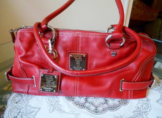 Vintage Tignanello Handbag Classic Revival Red Pebble Leather