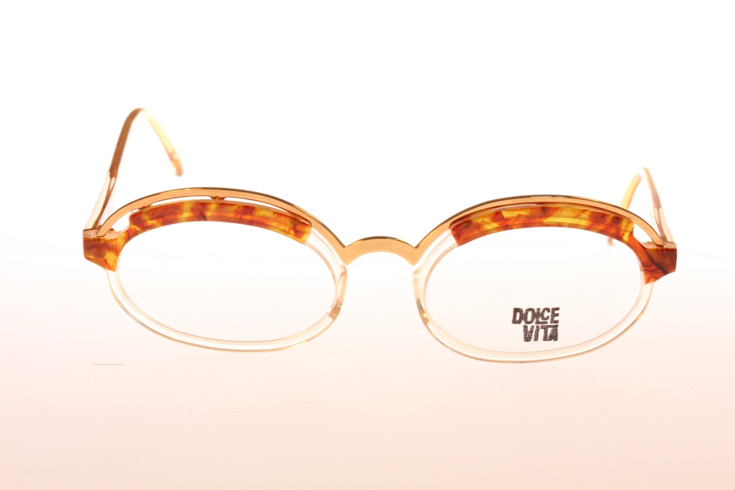Lunettes De Soleil Vintage DOLCE VITA By Casanova NM-22 - Plaqué Or 24Kt - Monture Ovale - Neuf
