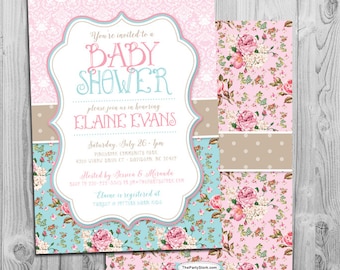 shabby chic baby shower invites | etsy shabby chic baby shower invites | etsy, Baby shower invitations
