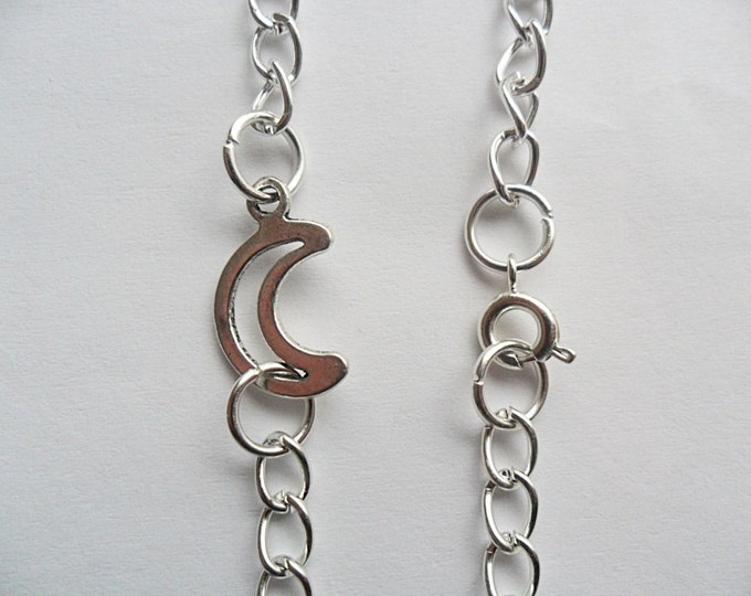 Moon crescent charm bracelet, silver tone, moon charm bracelet etsyirelandteam