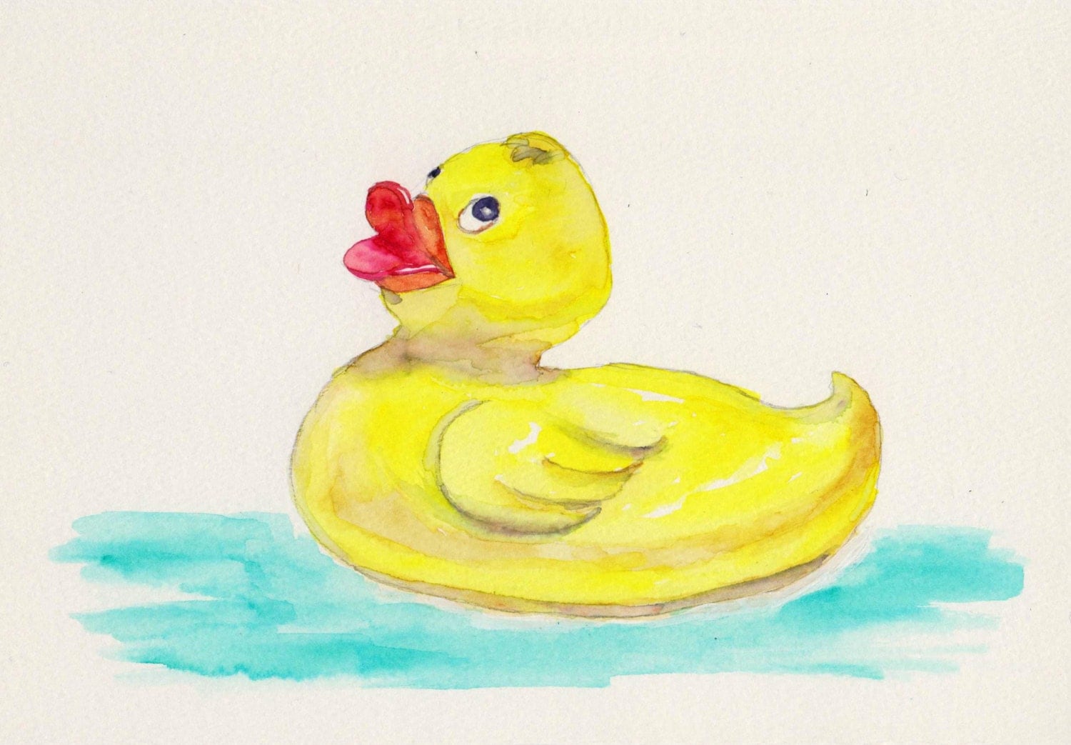 Rubber Ducky Matted Fine Art Print from Original Watercolor