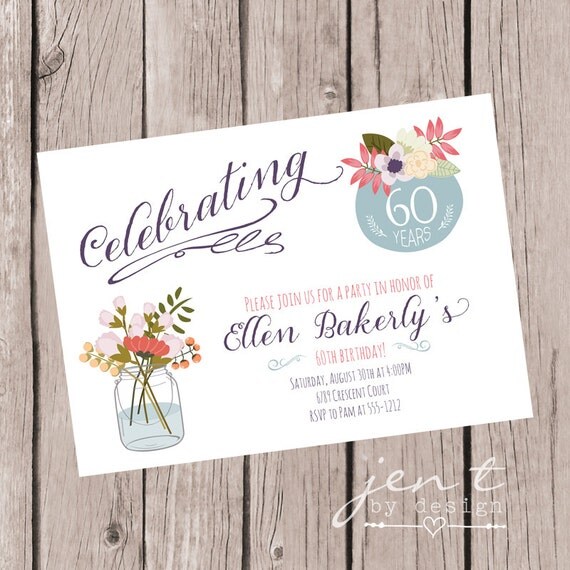 Custom Floral Mason Jar Invitations