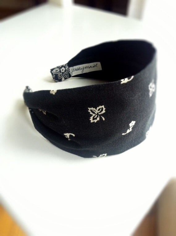Bandana headbands vintage USA black bandana faded by jerseymaid