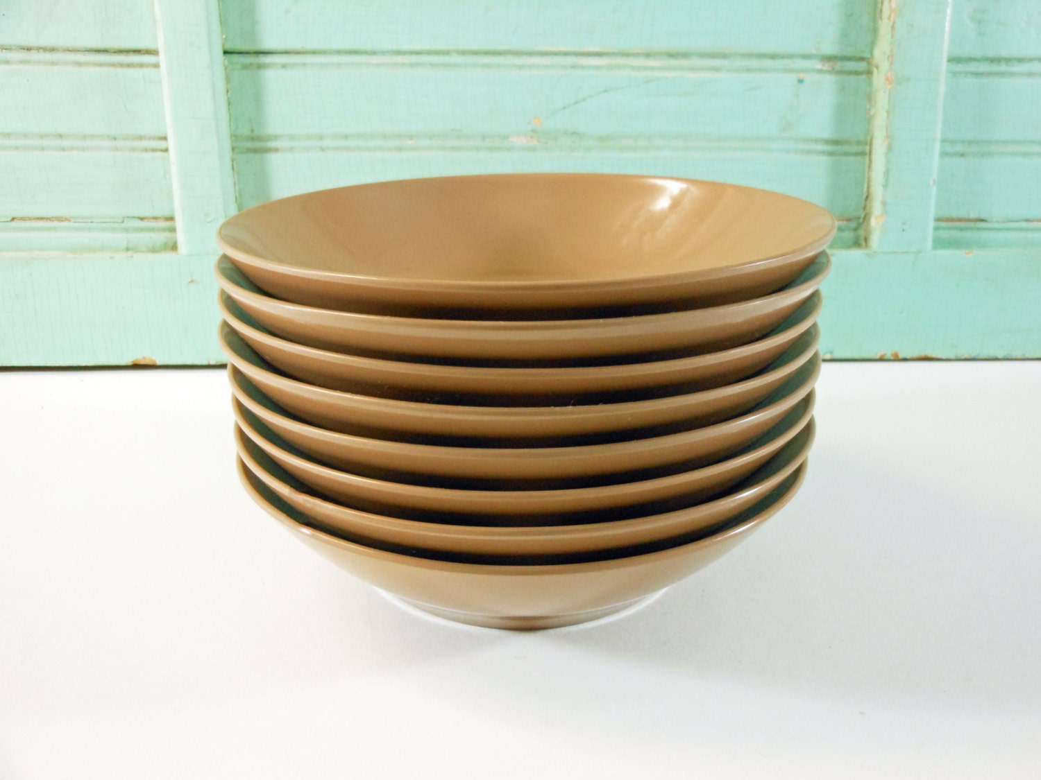 Vintage Brown Melamine Soup Bowls Set of 8 by buckeyesandbluegrass