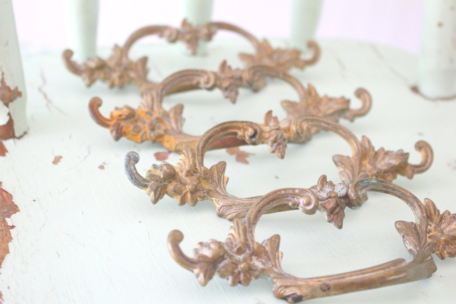 French Provincial Dresser Drawer Handle Set of 4 Altered Art Repurposed
