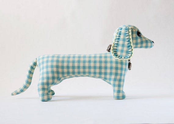 Dachshund personalized dog Pastel checkered by UnderUmbrelland