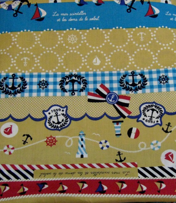Traditional Nautical Cotton Fabric Fabric By The Yard Red
