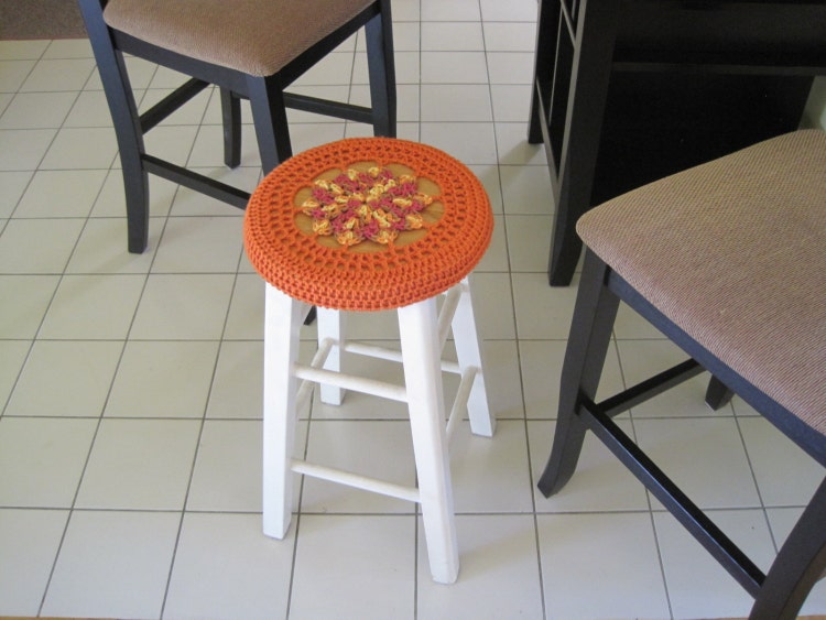 Crochet Bar Stool Cover/Cozy marrakesh/carrot CBSC2G by ytang