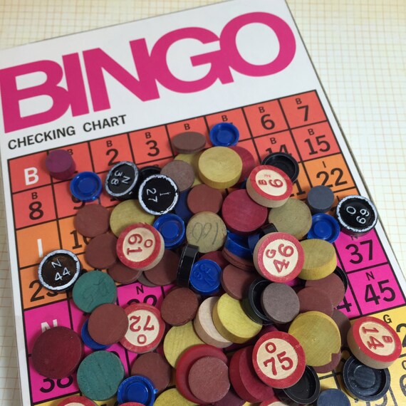 24 BINGO Game Pieces, Destash Game pieces, Vintage Bingo Pieces for Art ...