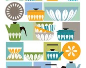 Kitchen Wall Art, Cathrineholm, Mid century Modern, Kitchen Decor, Retro Kitchen Poster, Gift for Cooks, Enamelware, Scandinavian design