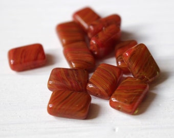 Red Czech glass rectangle beads