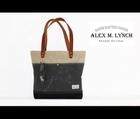 waxed heavy canvas tote bag made in USA EXPLORER by AlexMLynch