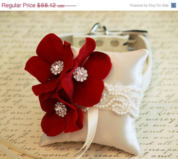 Apple Red Ring Pillow Ring Pillow attach to Leather by LADogStore