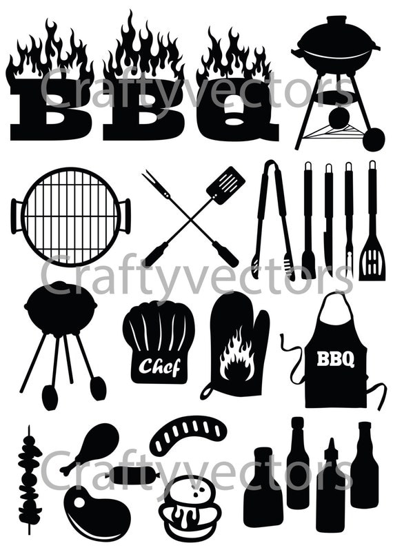 BBQ Silhouettes Vector File SVG by CraftyVectors on Etsy
