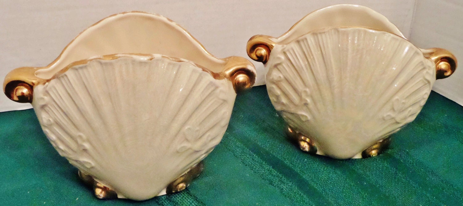 Ceramic Clam Shell Style Vintage Vases Home Decor