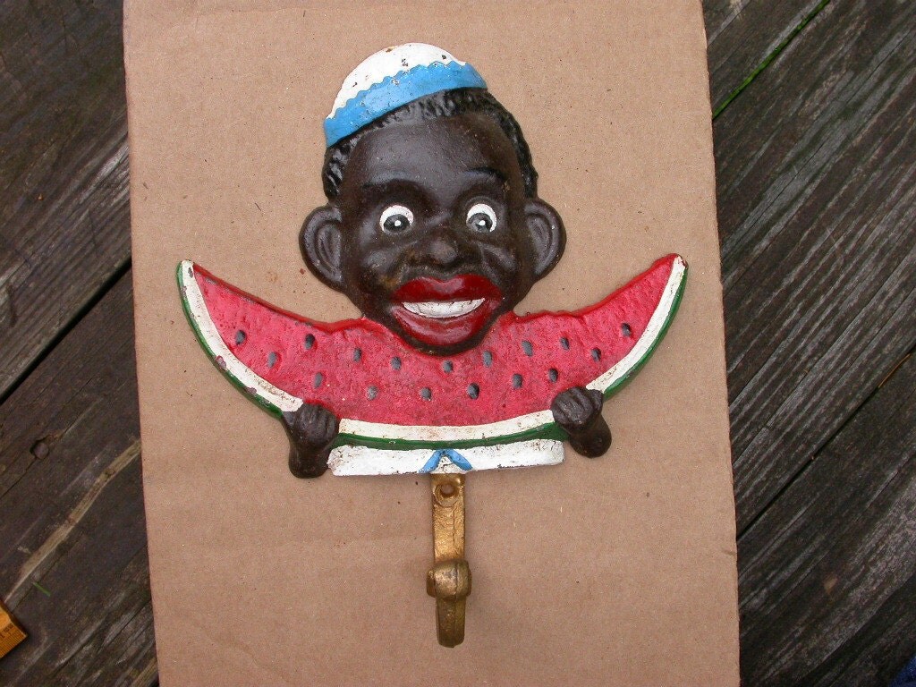 Americana Black Boy Eating Watermelon Wall Mount Clothing Hat