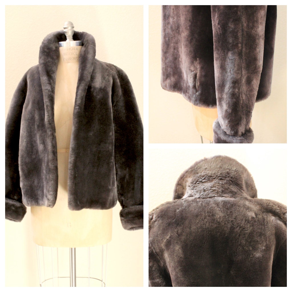 Lovely Grey/Gray 1950s Mouton Coat