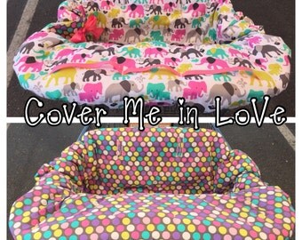 Elephant and polka dot reversible shopping cart cover