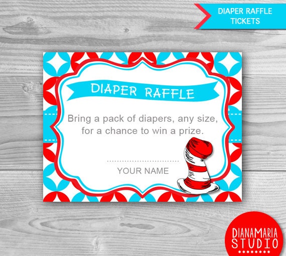 Diaper Raffle Tickets Dr Seuss Baby Shower Games Printable