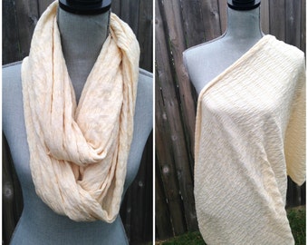 CLEARANCE - Infinity Nursing Scarf - Cream - Breastfeeding Cover - Textured