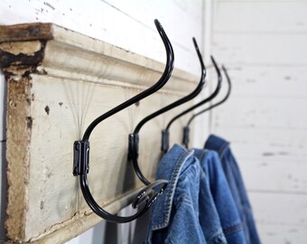 5 Classic French Industrial or Schoolhouse Style Coat Hooks