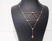 Expedited fast shipping / Metropolis NewYork Bronze  sterling silver link bib necklace ,  Handcrafted piece.  Timeless modern style.