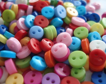 6mm Mini Micro Resin Buttons, Pack of 75 Doll Buttons, A06001