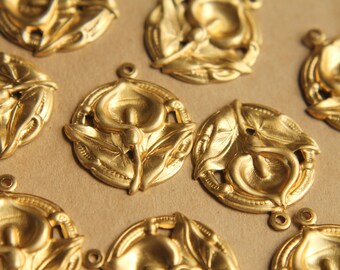 5 pc. Raw Brass Calla Lily Charms: 26mm by 30mm - made in USA | RB-499