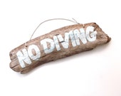 No Diving driftwood beach pool sign hand painted tropical waterpark sign