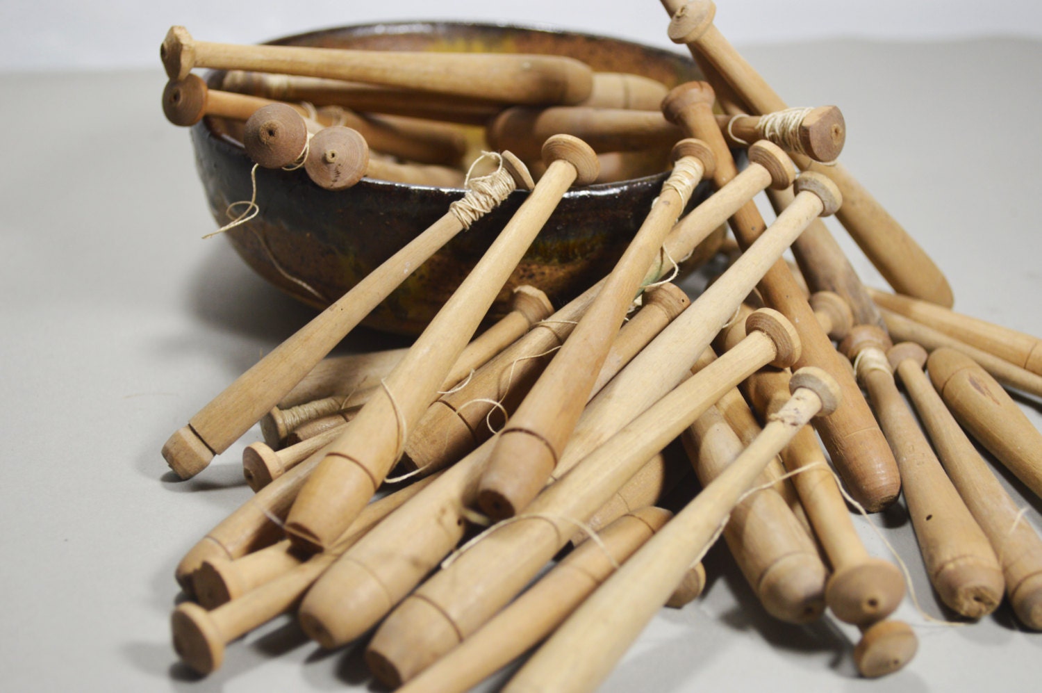 Antique Wooden Bobbin Lace Bobbins