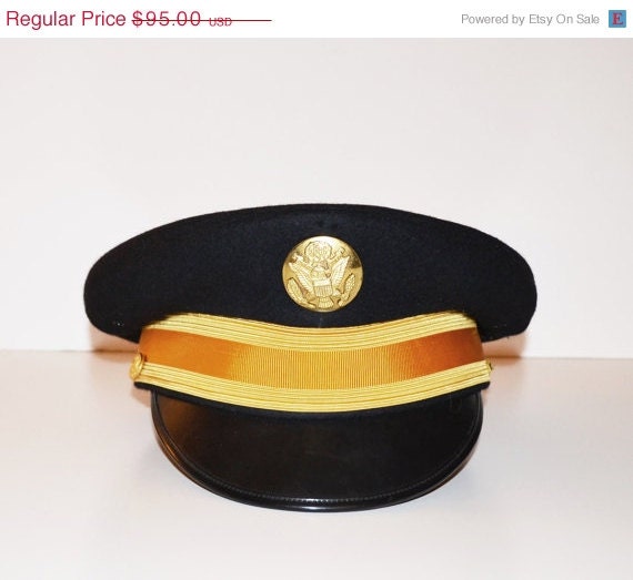 ON SALE Vintage Military Officers Hat Army by founditinatlanta