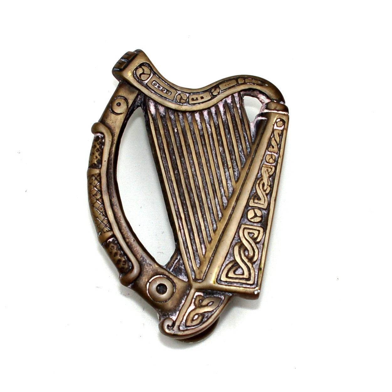 Antique Irish Harp Door Knocker Celtic Brass by KnockPlease
