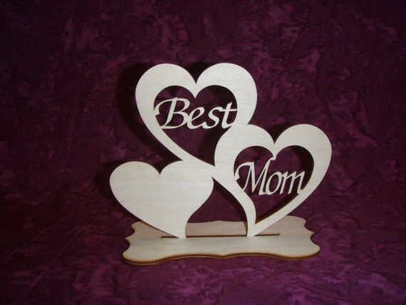 Items similar to Best Mom With base Wood Cut Out Mothers 