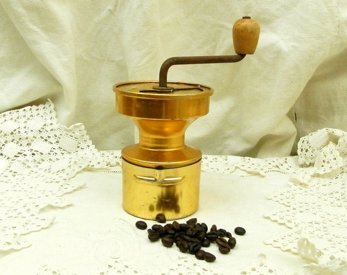 Vintage French Mid Century Gold Colored Coffee Grinder/ French Kitchenware / Industrial Decor Retro Vintage Home Interior Hipster Kitchenen