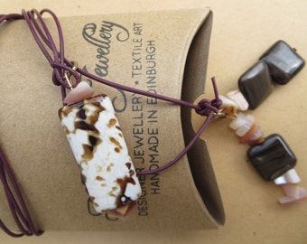 Gemstone Lariat, Gemstone Y Necklace, Agate Gemstone Necklace, Agate Lariat/YNecklace, Handmade Y Necklace, Designer Lariat, Scotland, U.K.