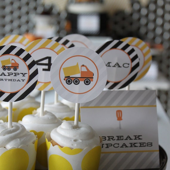 Construction Zone Printable Party Circles Cupcake Toppers : Printable Party Designs by The Paper Doll Il_570xn