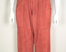 orange suede pants