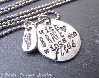 with brave wings she flies inspirational jewelry graduation gift