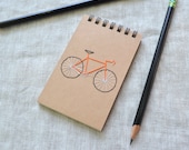 Bike Mini Notepad - Spiral Reporter's Notebook - Embroidered Jotter